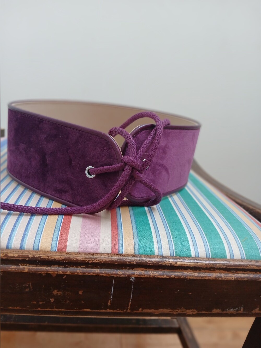 Babaton Wide Purple Suede-Like Rope-Tie Belt